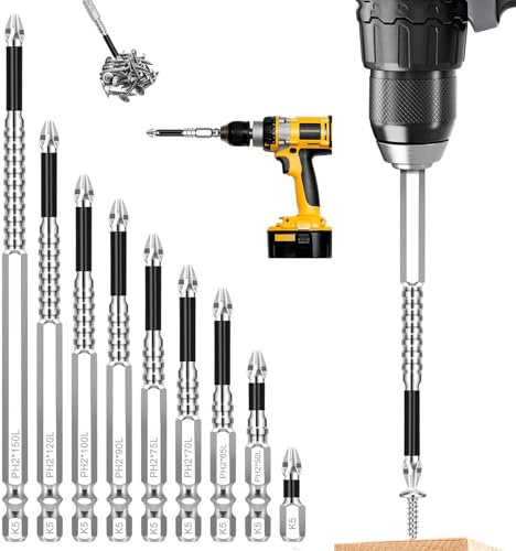 9 Pezzi di punte per trapano per cacciavite ad alta magnetia – Punte Avvitatore Magnetiche in acciaio K5，punte per trapano magnetiche antiscivolo di precisione, per trapano e fissaggio a percussione (