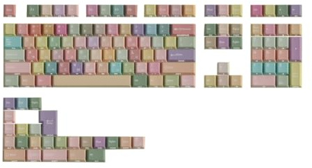 Suoumwa Side Light Double Print Dye-Sub PBT Keycaps Cherry Profile 131 Keys ISO Layout F75 for Mechanical Keyboard Russian