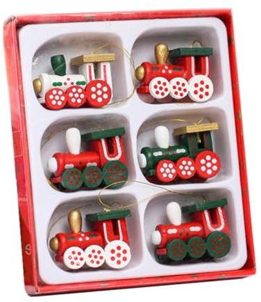 UTHCLO Weihnachtsdeko Holz Zuganhänger Miniatur Eisenbahn Holzfigur Baumschmuck Für Christbaum Tisch Raumdeko Natürliche Oberfläche Vielseitige Festtagsdekoration