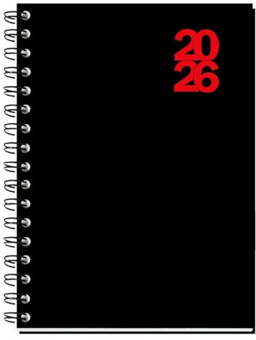 MYRGA - Agenda Espiral Dueñas D16 2026, 24 x 16,5 cm. 1 Día por Página Negro