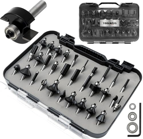 TOOLMAYS 30x Fräser set für Oberfräse | Fräser Zylindrischer 8mm schaft, Holzfräser für Weichholz, Hartholz, oberfräse zubehör