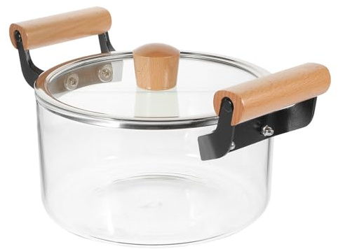 BESPORTBLE Casserole Résistante la Chaleur en Verre 2,5 L Couvercle Transparent, Double Poignée, Compatible Induction, Cuisson Vapeur, pour Soupière et Plats Mijotés