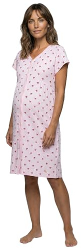 Banii Nachthemd Damen Kurzarm Mima mit Mini-Schleifen und Knopfleiste S-XL Stillen Schlafshirt Umstandsmode Schwangerschaft