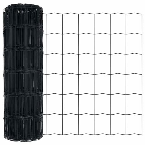 Yisssmeng Clôture de jardin euro - 100 x 40 cm - Gris - Fer revêtu de PVC - Design moderne - délimitation de parterre robuste et brise-vue - Pour jardin, terrasse, balcon