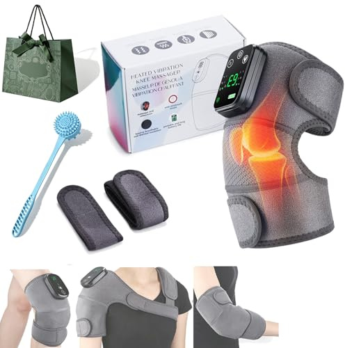 Rejuvacare - Masajeador de hombro de triple método, masajeador recargable de 5000 mAh con calor, calor y vibración ajustables de 3 niveles, almohadillas de calor para hombros y cuello, rodilla, brazo