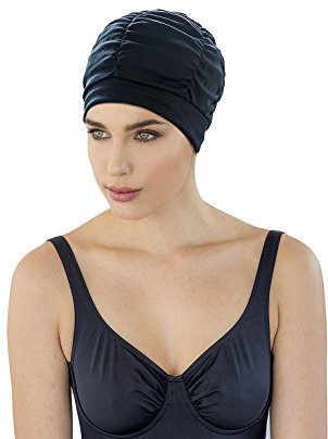 Fashy Badekappe Badehaube mit Innenhaube und weichem Kopfband Damen schwarz 3403 20
