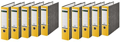 Leitz hochwertiger Ordner 180°, breit | 10er Pack, gelb, 1