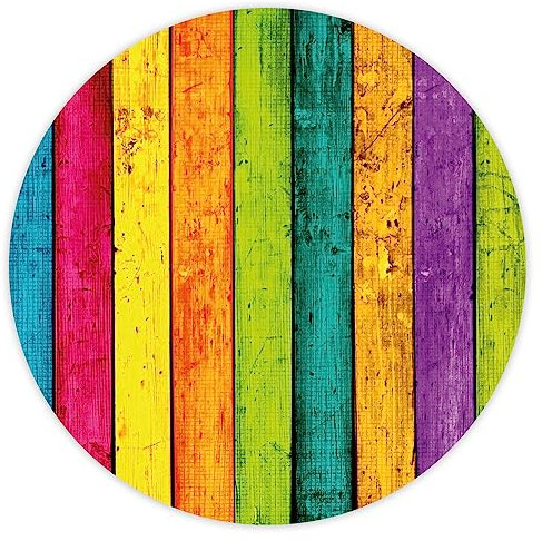 Tapis de Souris Optique Bois coloré I Ø 22 cm Rond I Tapis de Souris Taille Standard, antidérapant I Shabby Chic Used Look I dv_341