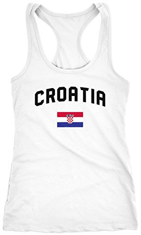 MoonWorks Damen Tanktop Kroatien Croatia Hrvatska WM Fußball Weltmeisterschaft 2018 World Cup Fan-Shirt weiß M