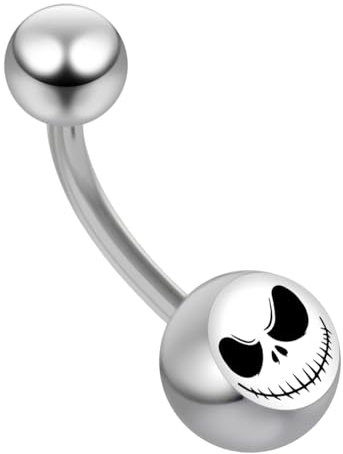 Monster Piercing Mr Jack Gesicht Print 316L Chirurgenstahl 14 Gauge Banana Belly Bar Schmuck