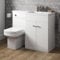 1100mm L Shape Bathroom Vanity Sink Unit Furniture Storage, Right Hand High Gloss White Vanity Unit + Basin + Ceramic Square Toilet with Concealed Cistern