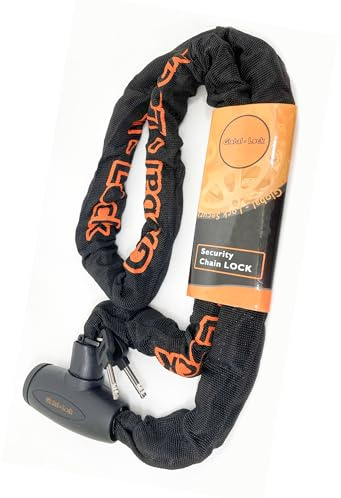 GLOBAL-LOCK - Candado de Cadena de Alta Seguridad (8mm x 120 cm) | Cadena Antirrobo para Bicicleta, Moto o Scooter | Aleación de Acero y Eslabones Cementados | Candado con Llave y Funda de Nylon