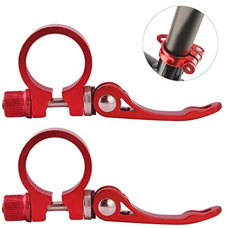 DAZISEN Morsetto del Sedile - Mountain Bike Bicicletta Scaffale Tubo Morsetto Blocco Sgancio rapido Sella Sede Asta Morsetto 31.8mm 2 Pezzi(Rosso)