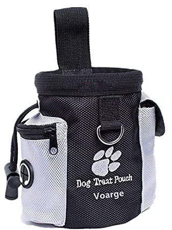VOARGE Futterbeutel für Hunde, Tragbarer Imbissbeutel, Lebensmitteltasche, Eingebautem Poop Tasche Spender, Futtertasche Leckerlitasche Snack Bag mit Clip Futtertasche für Hundetraining und Ausbildung