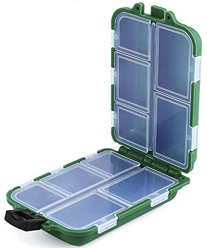 NEWSHOT Fishing Tackle Box 10 Compartments Double Layer Storage Organizer Grid Box for Hook Baits Beads Swivels Tube Sleeves Clips Carp Coarse