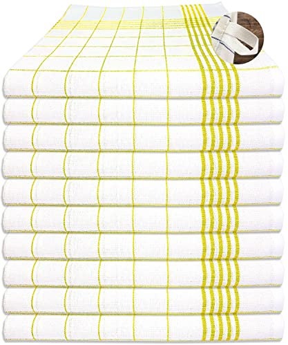 MTEXT Geschirrtücher Küchenhandtuch aus 100% Baumwolle 10 Stück Pack, 50x70 cm, 60g, blau rot grün gelb weiß karriert (Gelb)