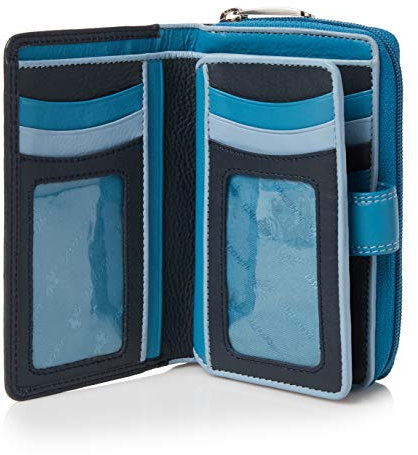 VISCONTI Leder Portemonnaie Damen RFID Schutz Geldbeutel Damen Geldbörse Bifold Mehrfarbig Portmonee mit Geschenk-Box