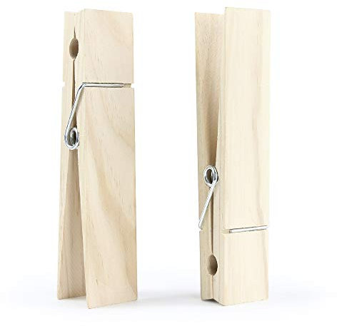 Mollette giganti, 20 cm, grandi clip in legno per fai da te, decorazioni da bagno o lavanderia, 2 pezzi