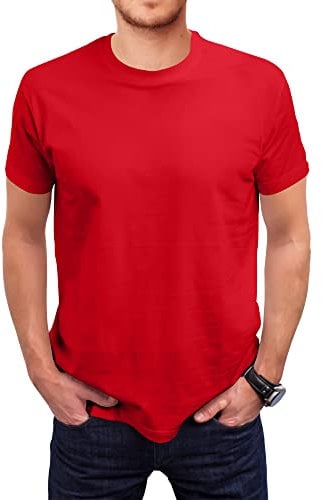 Love My Fashions Men's Round Neck Short Sleeves Plain T-Shirt Plus Sizes (XLL, Red)