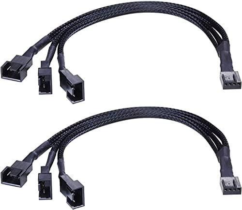 Hsthe Sea Lot de 2 câbles Adaptateur répartiteur de Ventilateur PWM tressé en Y pour Ordinateur PC câble d'alimentation 4 Broches 1 à 3 convertisseur ATX boîtier 4 Broches/3 Broches Refroidissement