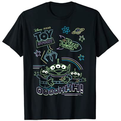 Disney and Pixar’s Toy Story Pizza Planet Aliens Neon T-Shirt