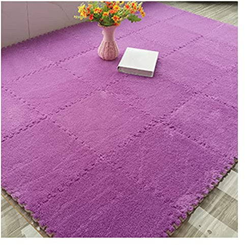 10 Stück Ineinandergreifende Teppichfliesen, Puzzle-Bodenmatte, 30,5 X 30,5 cm Plüsch-Schaumstoff-Fußmatten-Set, Weiche Kletterteppiche, 10 Fliesen/9,7 Quadratfuß,Lila