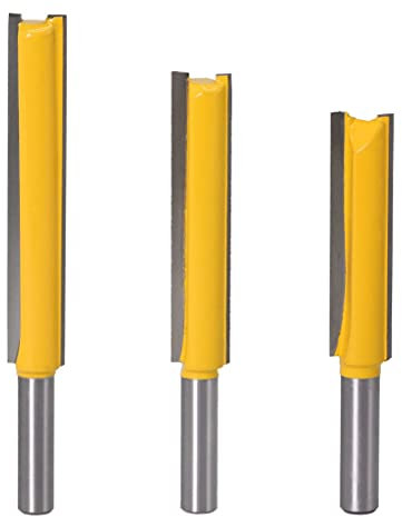 KONDAJI 3 Stück 8mm Schaft Nutfräser Lange Schnittlänge Gerades Router Bits Fräser Holzfräser Set Holzbearbeitungswerkzeuge