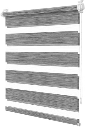 TFSKY Doppelrollo Klemmfix ohne Bohren Marmor-Grau B75 x H120 cm | Stoffbreite 70cm, 100% Polyester, Lichtdurchlässig & Verdunkelnd, Rollos Für Fenster innen, Stufenlos für Wohnzimmer, Büro