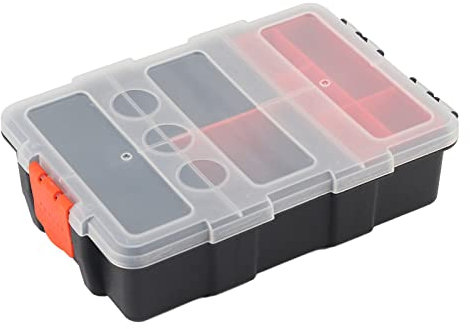Caja Organizadora de Herramientas de Servicio Pesado Caja de Almacenamiento de Piezas Pequeñas Caja de Hardware de Dos Capas con 9 Compartimentos Organizadores para Tornillos, Tuercas, Clavos, Pernos