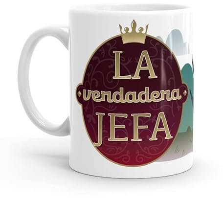 Puterful - Taza Friki con frase La verdadera jefa - Tazas originales para café - Resistente al microondas y lavavajillas
