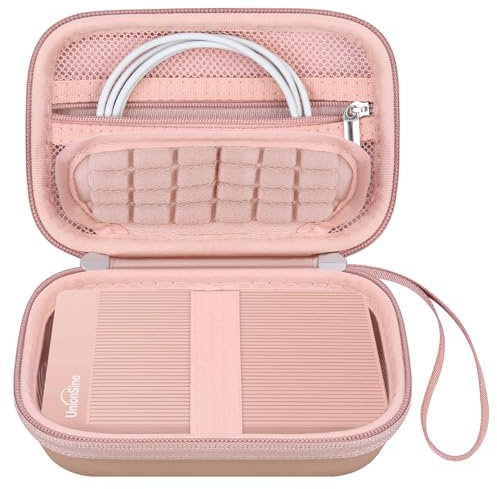 Canboc Hard Case for UnionSine 250GB 320GB 500GB 750GB 1TB 2TB Ultra Slim Portable External Hard Drive HDD, Zipper Mesh Bag fit Flash Drives, USB Cable, SD Card, Rose Gold