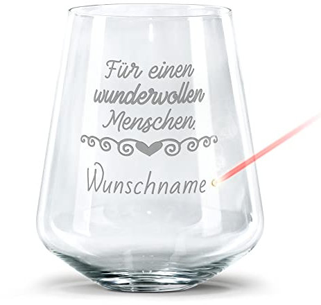 PR Print Royal Trinkglas mit Gravur - Für einen wundervollen Menschen - mit Namen - Geschenk für Beste Freundin, Trinkglas graviert, Geburtstagsgeschenk Beste Freundin | Individuelle Gravur, 400 ml