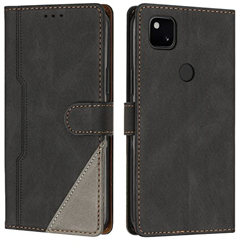 JZASES Hülle für Google Pixel 4A 4G, Brieftasche Klapphülle, PU Leder Stoßfeste Magnetische Schutzhülle Tasche Kompatibel mit Google Pixel 4A 4G, Schwarz