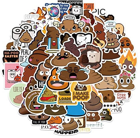Funny Poop Aufkleber 50 Stück Kawaii Cartoon Prank Meme Stickers für Laptop Skateboard Auto Fahrrad Scrapbook Motorrad Koffer Gepäck,wasserdichte Aesthetic Cute Aufkleber für Teenager Mädchen Kinder