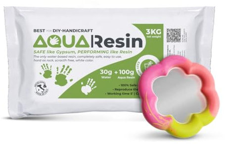 AQUA RESIN - Mineralharz, Porzellan-Effekt in weißem, ungiftigem Pulver, 100% sicher, mit Wasser zu mischen, farbbar und ideal für Formen und DIY (3 kg)