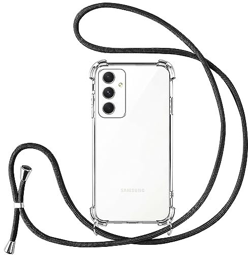 Vauki Funda con Cuerda para Samsung Galaxy A54 5G, Carcasa Transparente PC+TPU Suave Silicona Correa Colgante Ajustable Collar, Protección Case con Cordón para Samsung A54 5G