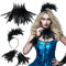 BETESSIN Feder Haarreif Halsband Feder Manschetten 3Pcs 20er Jahre Halloween Karneval Fasching Kostüm Flapper Vintage Fascinator Party Schwarz Accessoires für Damen