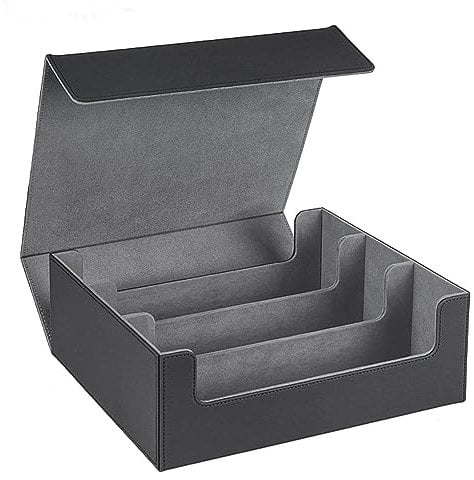 Nagoyuki 1 PCS Magnetic Card Storage Box Top Side-Loading Deck Case Game Cards Box Black+Gray