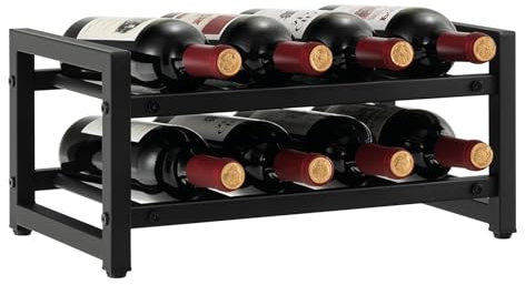 COSTWAY Étagère à Vin à 2 Niveaux pour 8 Bouteilles, Porte-Bouteille avec Repose-Pieds Réglables, Surface Antirouille, Casier à Vin en Métal Robuste pour Cuisine, Bar, Cave, Noir
