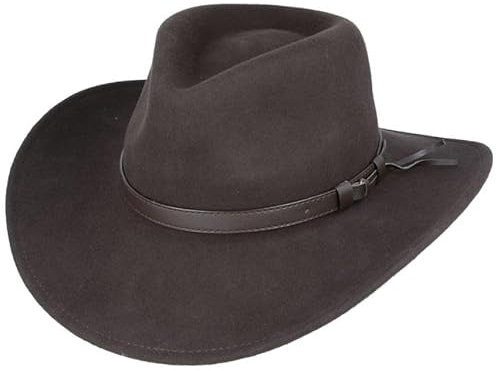 Xposed Menâ€™s 100% Pure Wool Felt Crushable Cowboy Outback Hat Curved Wide Brim Fedora [CY312BRN-BROWN-XL]
