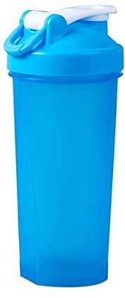 GraSky Bottiglia Shaker per proteine da Palestra da 600 ml - Comoda Tazza per frullati Sportivi con Bilancia - Bottiglia d'Acqua Blu Portatile per Fitness e Bevande Granite