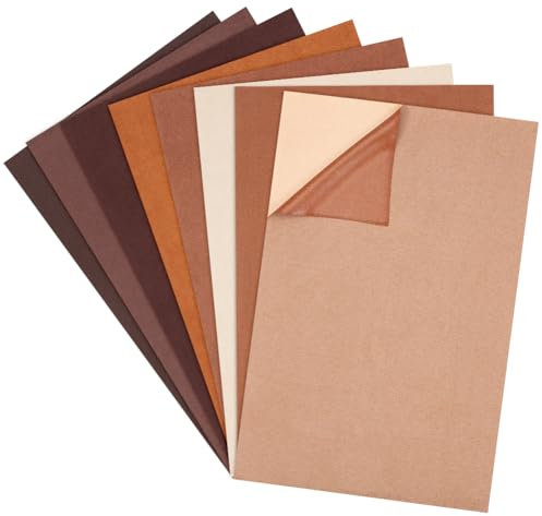 BENECREAT 8 Style Selbstklebender Reparaturflicken Aus Wildlederimitat, 30x20cm Brauner Couch-Reparaturstoff Für Autositze, Handtaschen, Jackenlöcher Und Risse