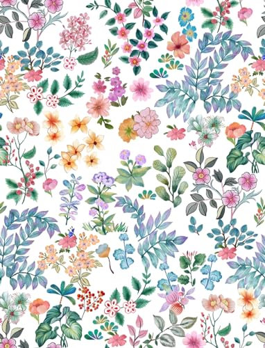 SOEWIOU 300 * 44.5cm Colourful Floral Peel and Stick Wallpaper,Thicken Waterproof Wallpaper Vinyl Self Adhesive Contact Paper for Home Bedroom Cabinets and Kitchen Deco