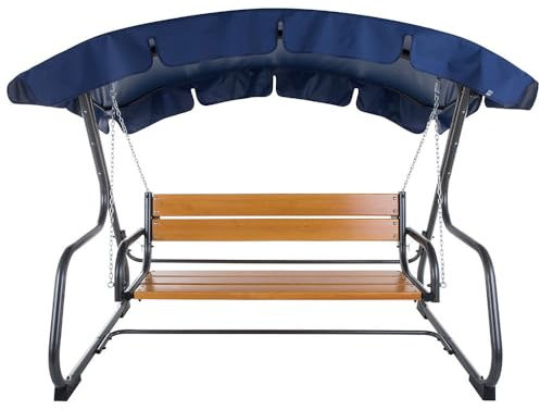 PATIO Hollywoodschaukel Holz mit Dach 3 Sitzer Verona Sitzfläche 150 cm Garten Sitzbank verstellbares Sonnendach gebogen