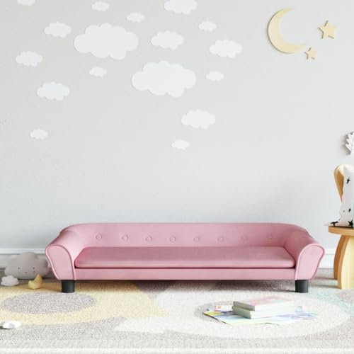 Hommdiy Kindersofa, Couch für Kinder, Kindercouch mit runden Kanten, Kindersessel Minisofa Polstersofa Kindermöbel Sofa Kinderzimmer, Stoff Kindersofa Stil B,Rosa
