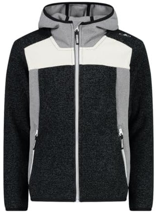 CMP - Giacca da bambina in pile Knit Tech con cappuccio fisso, Nero, 140