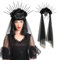 FairyPeach Halloween Haarreif,Stirnband Rosen Totenkopf Kopfschmuck Haarband Hair Hoop,Tag Der Toten,Gothic Schleier Haarschmuck Fledermaus,Halloween Cosplay Accessoires,Karneval,Fasching,Mottoparty