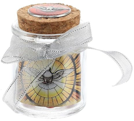 Zehner Rosenkranz, rote Perlen, Glasdose, Kork, Firmung