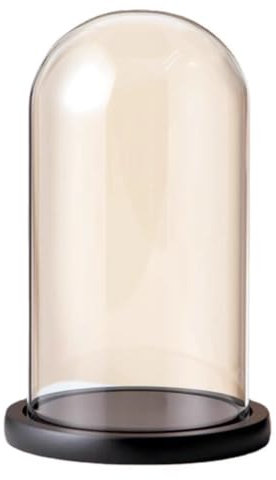 HAEUYA Cloche en Verre, vitrine de Table, 1 pièce de 6 à 25 cm de diamètre, Cloche en Verre avec Plateau de Base Noir for guirlandes Lumineuses et centres de Table(10 * 25cm)