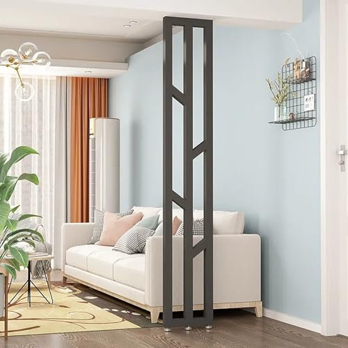 USFJATI Raumteiler aus Eisensäulengitter, Raumteiler vom Boden bis zur Decke, Moderne raumteiler, for Büros, öffentliche Bereiche, Cafés, Private und gewerbliche Nutzung(Nero,190cm/75in/6.23ft)